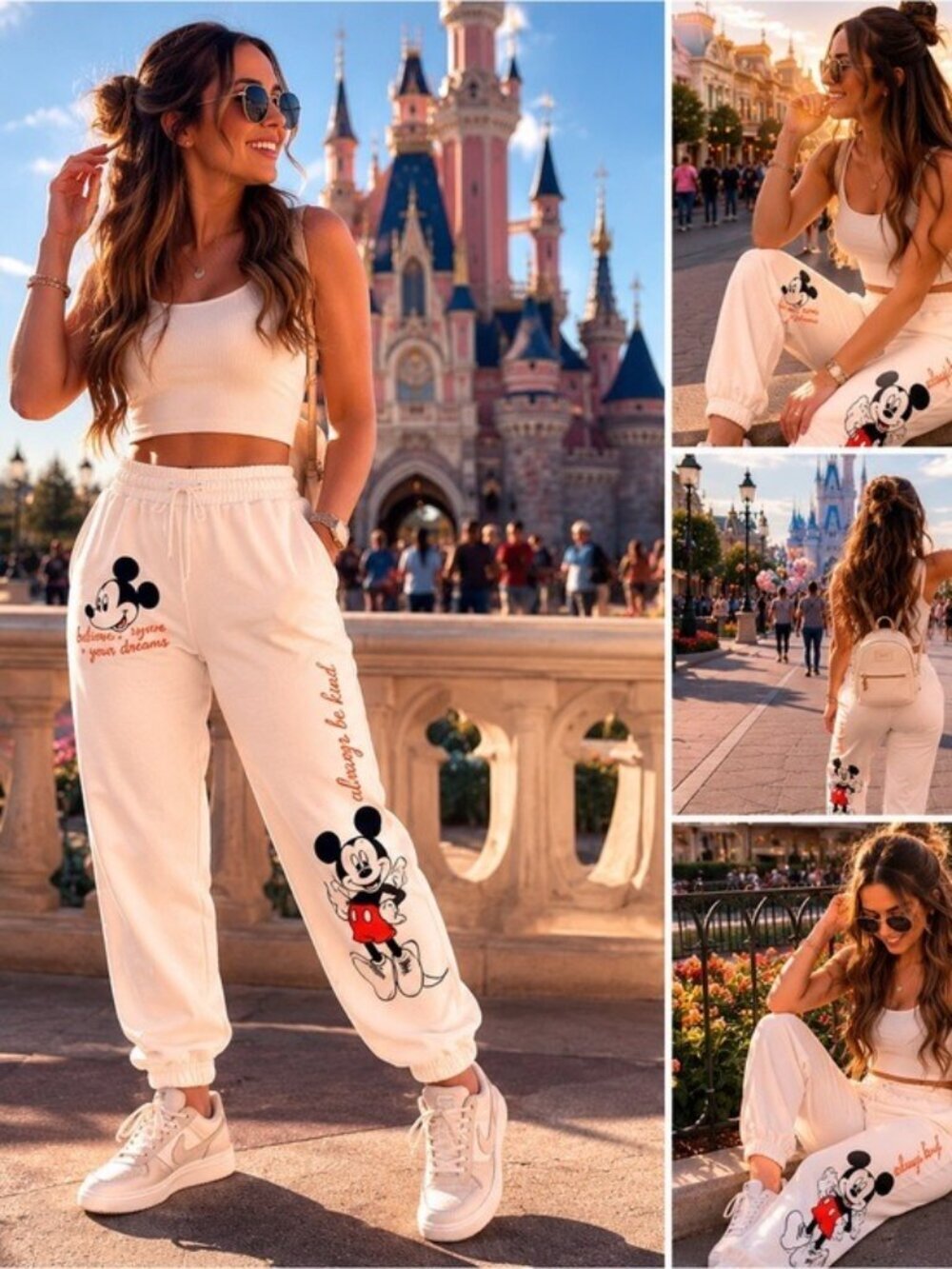 Disney Mickey Mouse Believe In Your Dreams Cream Jogger  XXL 20 Lounge Pants